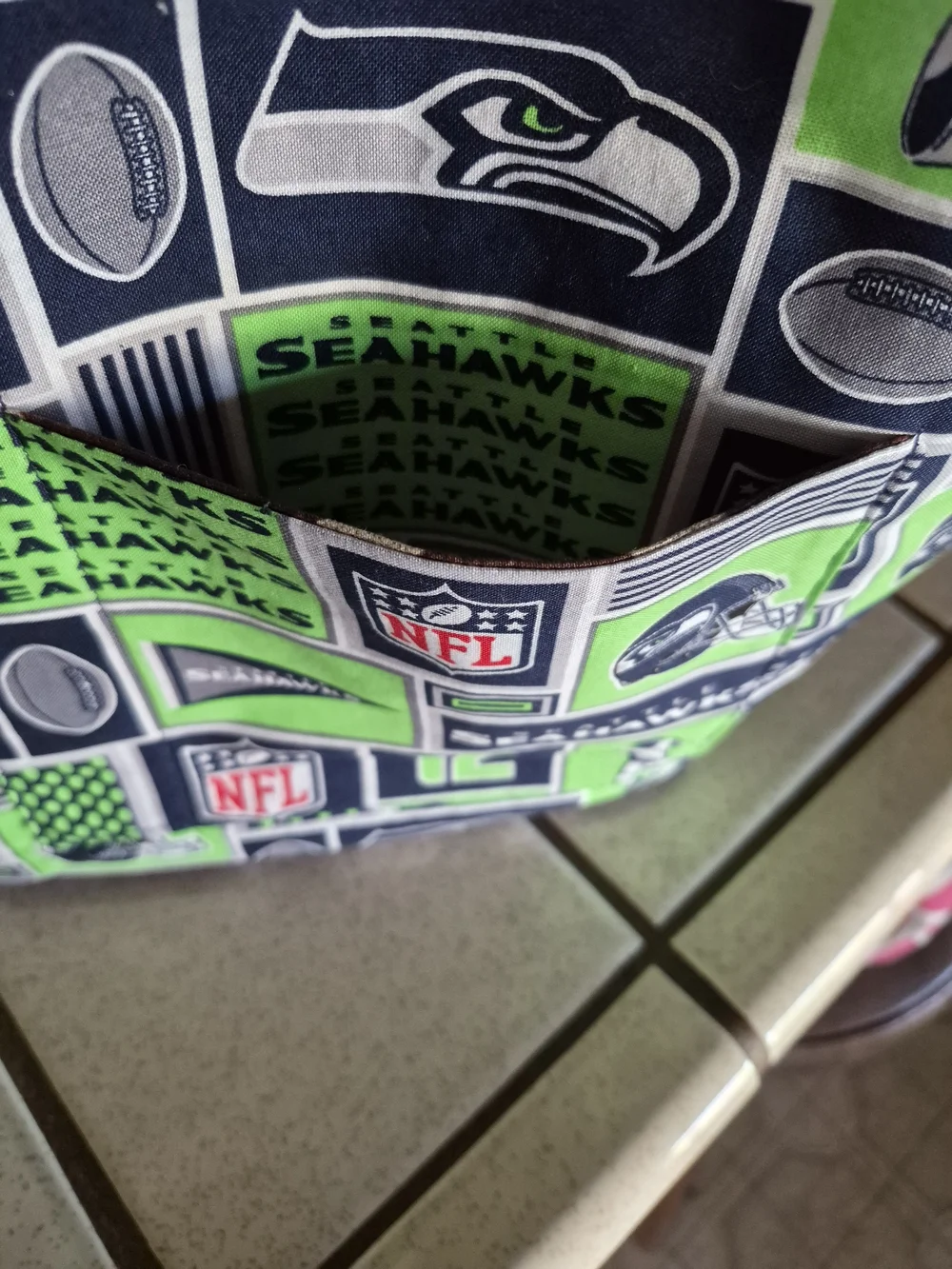 Seattle Seahawks NFL Tote Bag in Navy & Lime